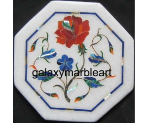 Indian marble inlay tile oct  5" TP-505